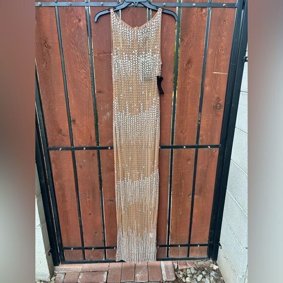 Retrofete Jovie Crystal Dress Size Small NWT Nude/Silver - Picture 2 of 12